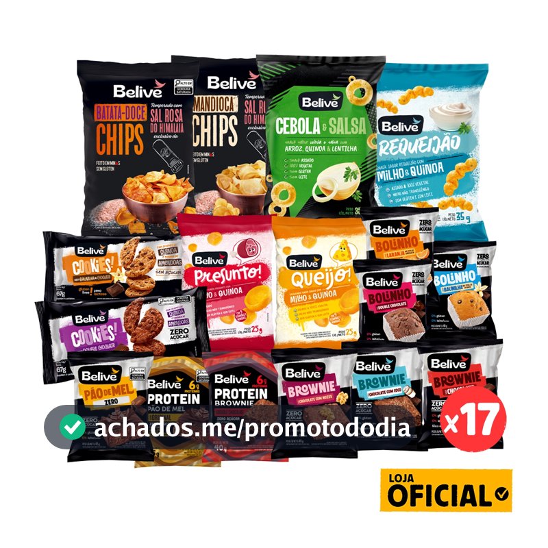 Kit Experimentação 17 Produtos Sem Açúcar Sem Glúten e Sem Leite Belive