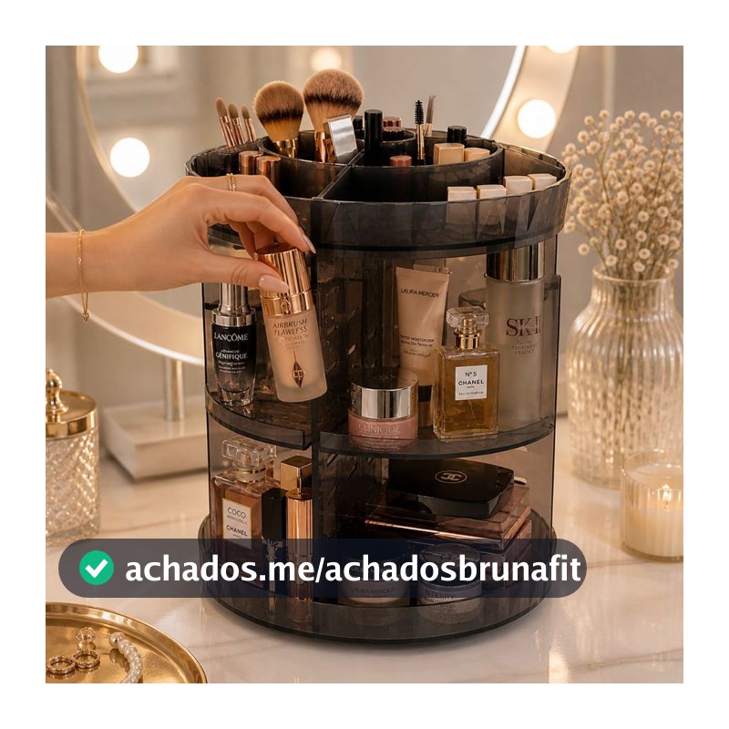 Organizador de maquiagem Acrílico  Giratório 360º Suporte Para Cosméticos