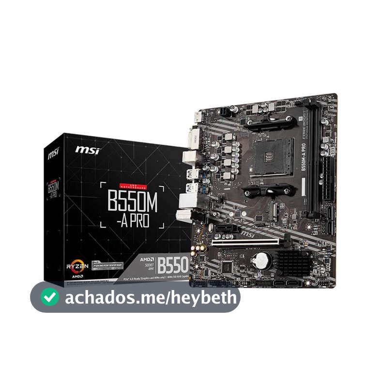 Placa Mãe MSI B550M-A PRO, DDR4, Socket AMD AM4, mATX, Chipset B550, MSIB550MAPRO