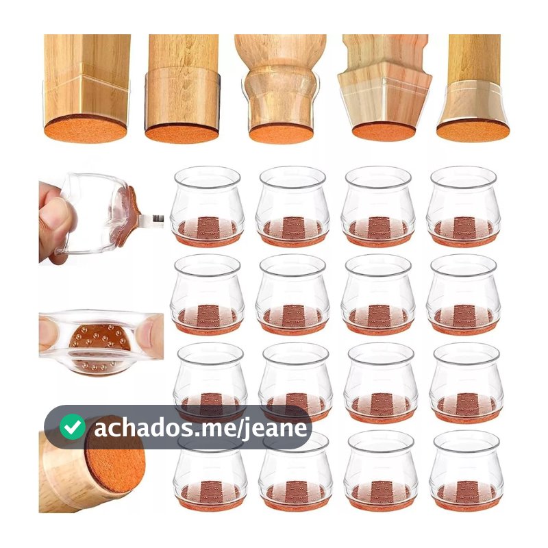 Kit 8-24Peças Capas protetoras de silicone para pés de cadeiras, mesas e móveis.