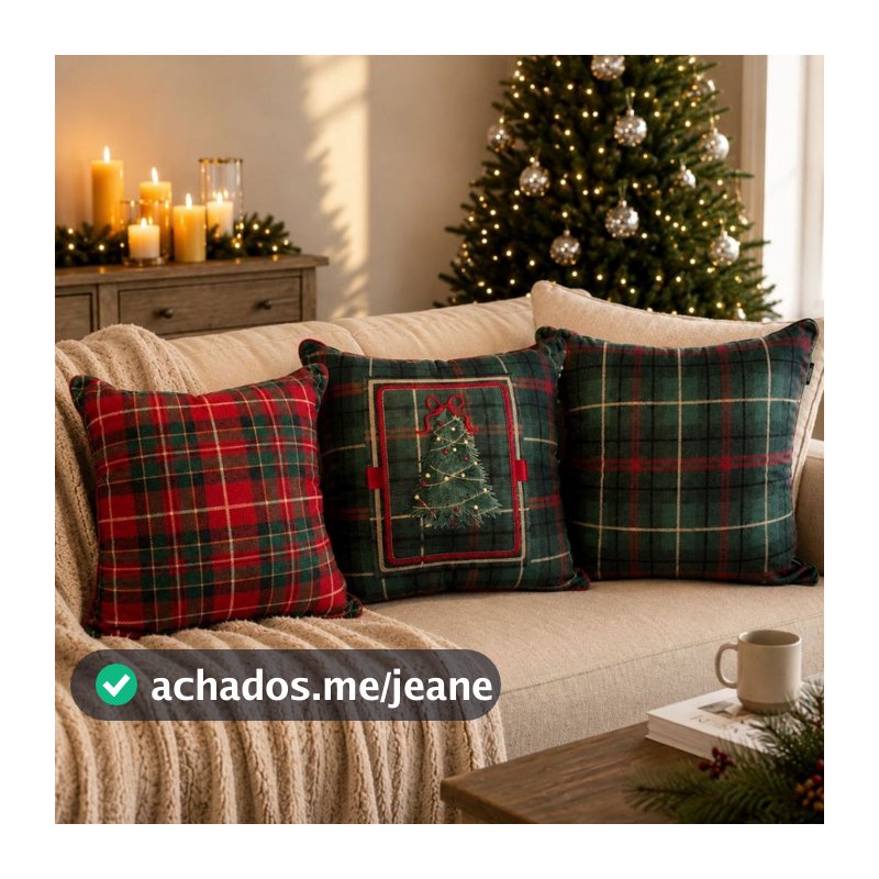 Almofada de Natal Quadriculada - 50x50cm - 1 unidade - Rizzo