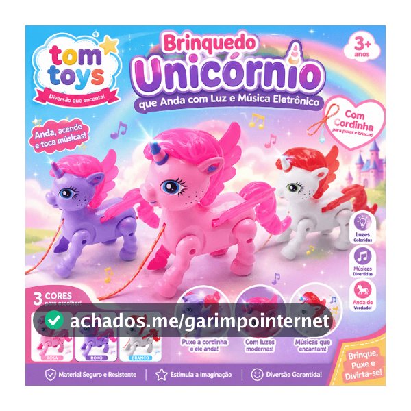 Brinquedo Unicórnio que Anda com Luz e Música Eletrônico infantil presente