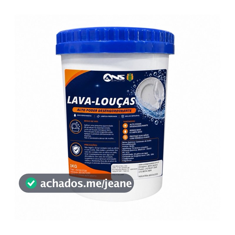 Detergente em pó lava louça com percarbonatox de sodio 1kg