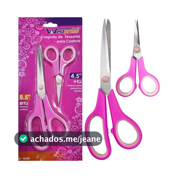 Conjunto de Tesouras Para Costura 2 Unidades Cabo Soft 19229