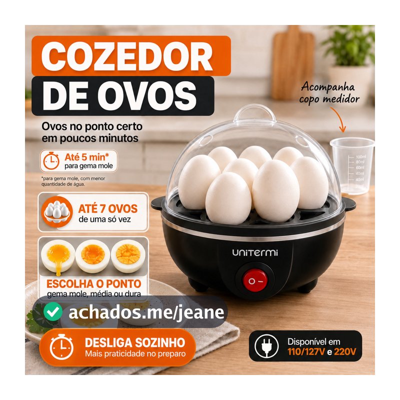 Cozedor De Ovos Elétrico Desligamento Automático Portátil Cozinha 7 Ovos Legume A Vapor 110V ou 220V