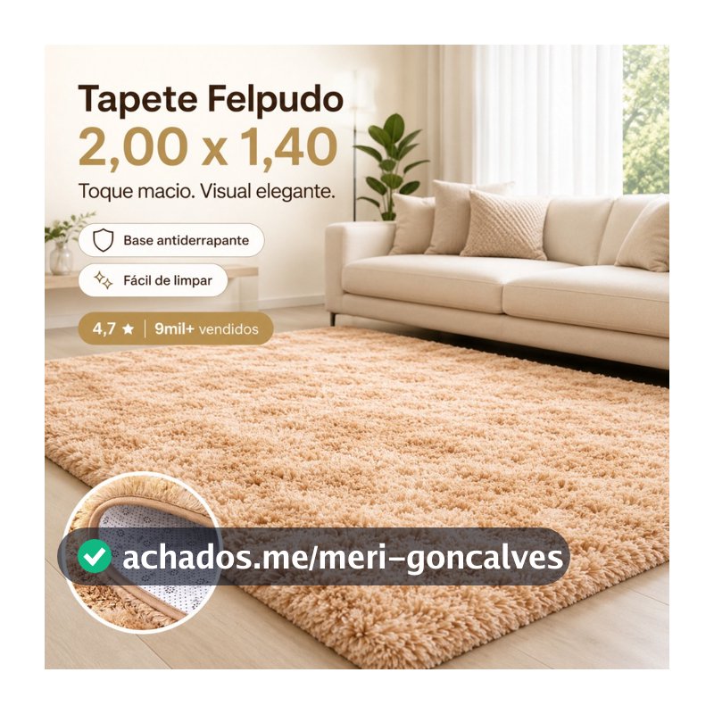 Tapete 2,00 X 1,50 Peludo Felpudo 4 Cm Para Casa Sala ou Quarto Antiderrapante Não Solta Pelo