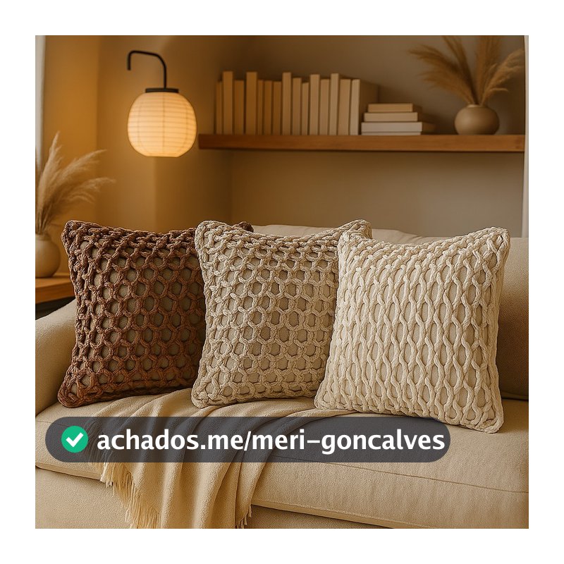 Capa de Almofada Corda Trançada Rústica Boho 43x43 Cru Areia Chocolate
