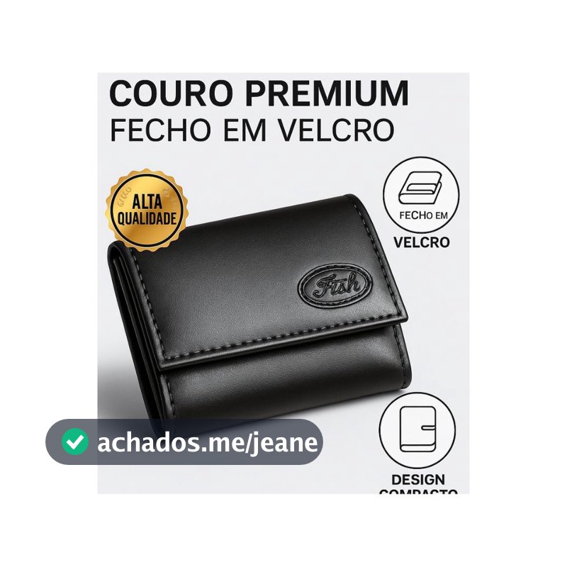 Carteira Masculina em Couro Sintético com Fecho de Velcro Excelência e Sofisticação