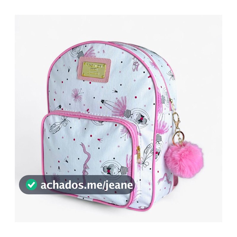 Mochila Maternidade Menina Bolsa de Costas Passeio Creche Escola C/POM POM