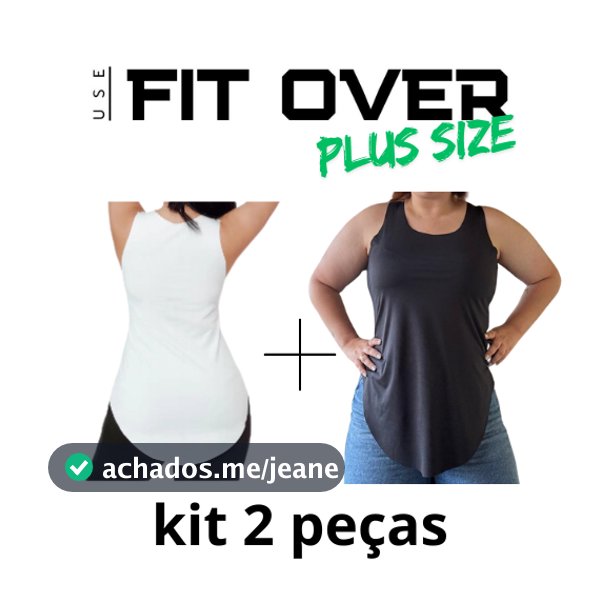 Kit 2 camisetas fitness PLUS SIZE - básica - tapa bumbum - academia - crossfit - fit over