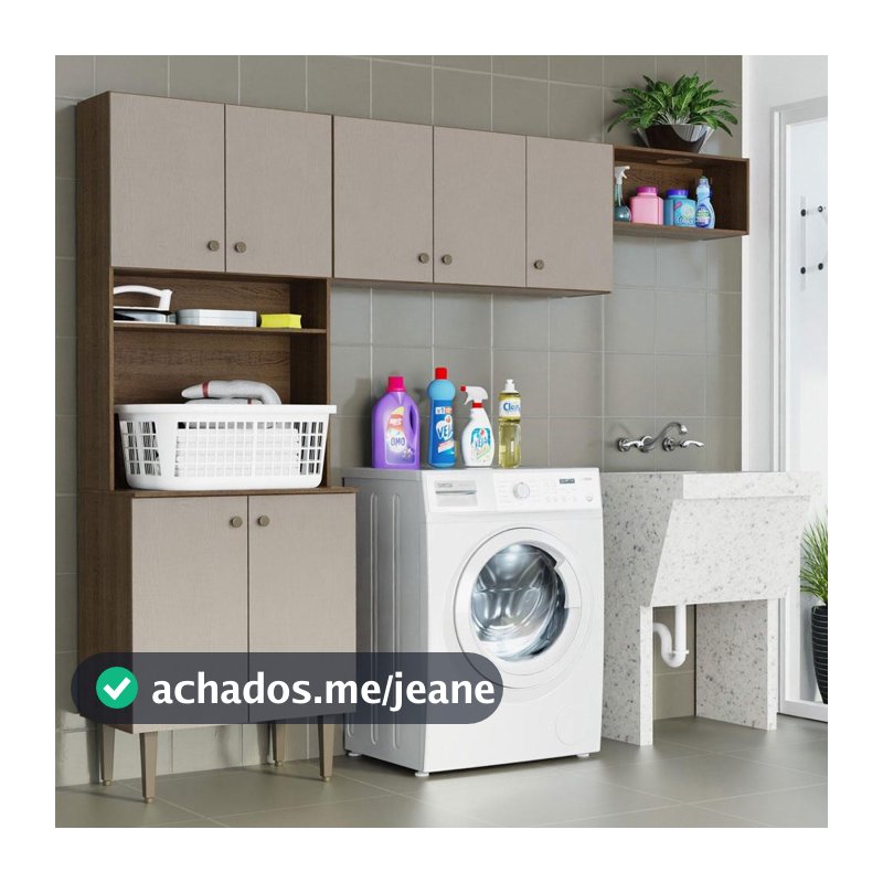 Kit Área de Serviço Lavanderia 235cm Rustic/Crema Gourmet Madesa