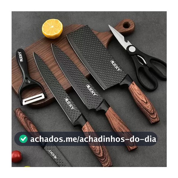 Conjunto De Facas Inox 6 Peças Antiaderente Com Cabo Reforçado Descascador E Tesoura Cozinha