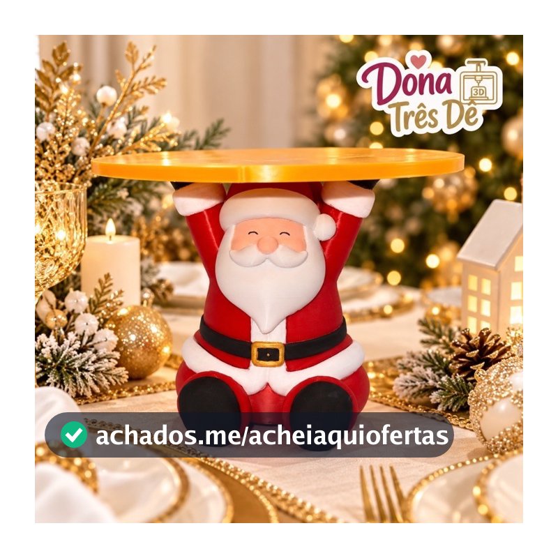 Porta Panetone Papai Noel 3D | Suporte para Panetone 500g | Decoração Natal Mesa Posta