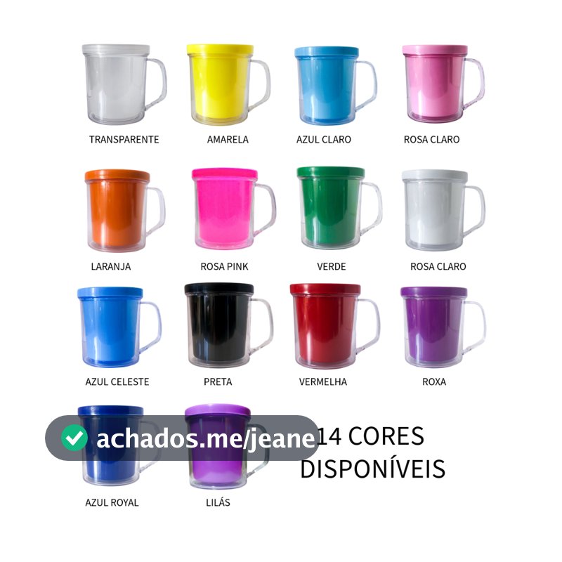 Canecas Acrílica Lisa Para Personalizar Lembrancinha Festa 14 Cores Disponíveis PRONTA ENTREGA