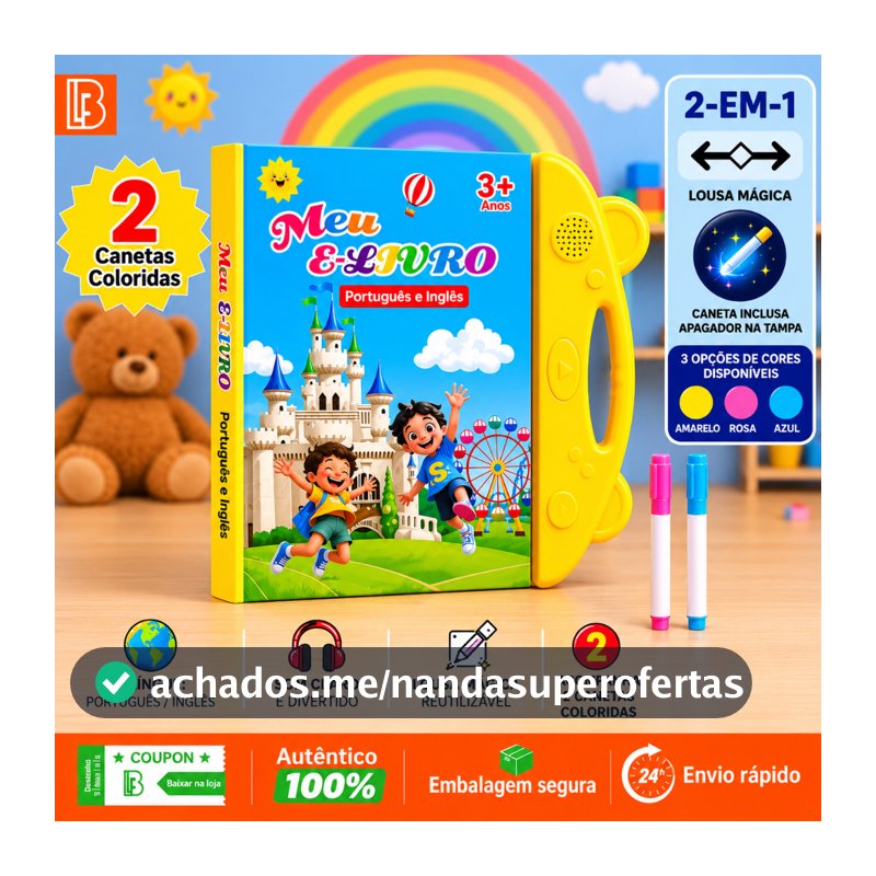 Livro Interativo com Som Infantil Bilíngue Português Inglês Multi Temas Toque Educativo Aprendizagem