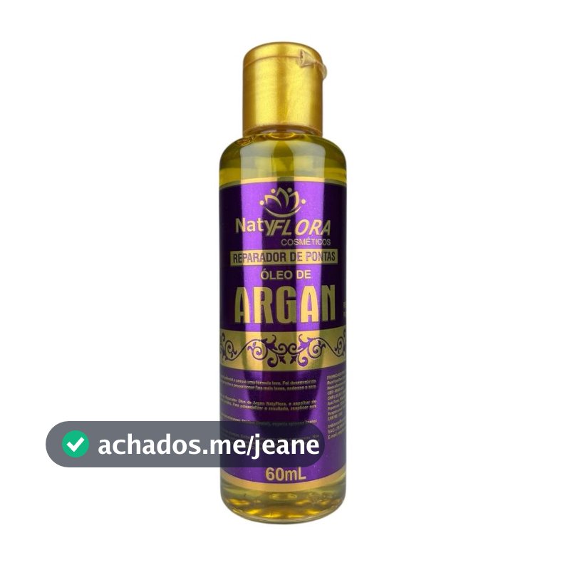 Reparador de Pontas Óleo de Argan Cabelos Brilhantes 60mL NatyFlora