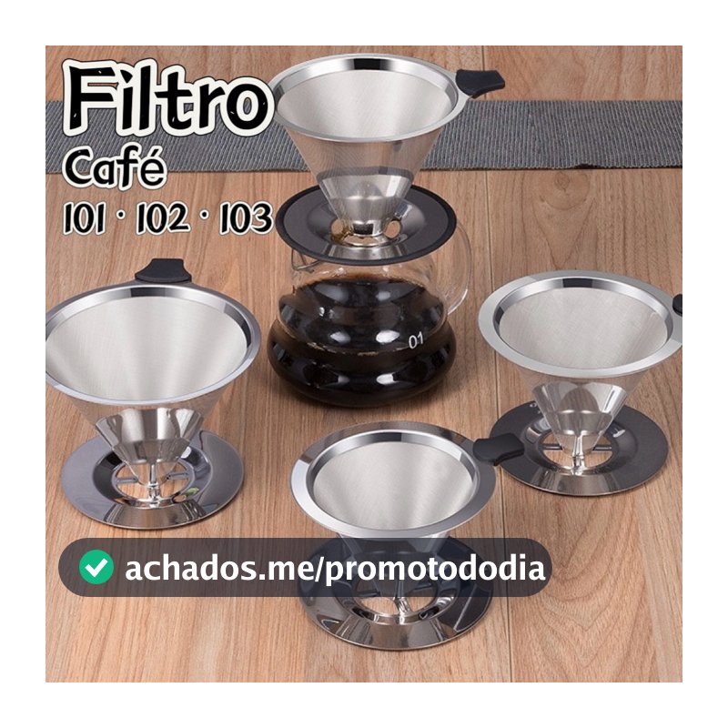 Coador de Café Aço Inox P/M/G Reutilizável Filtro Permanente Sem Papel (Camada Dupla)