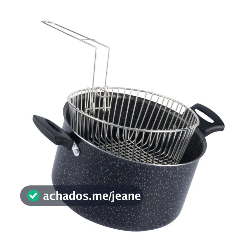 Fritadeira Antiaderente Com Cesto Metalico 20Cm Preto Nacional
