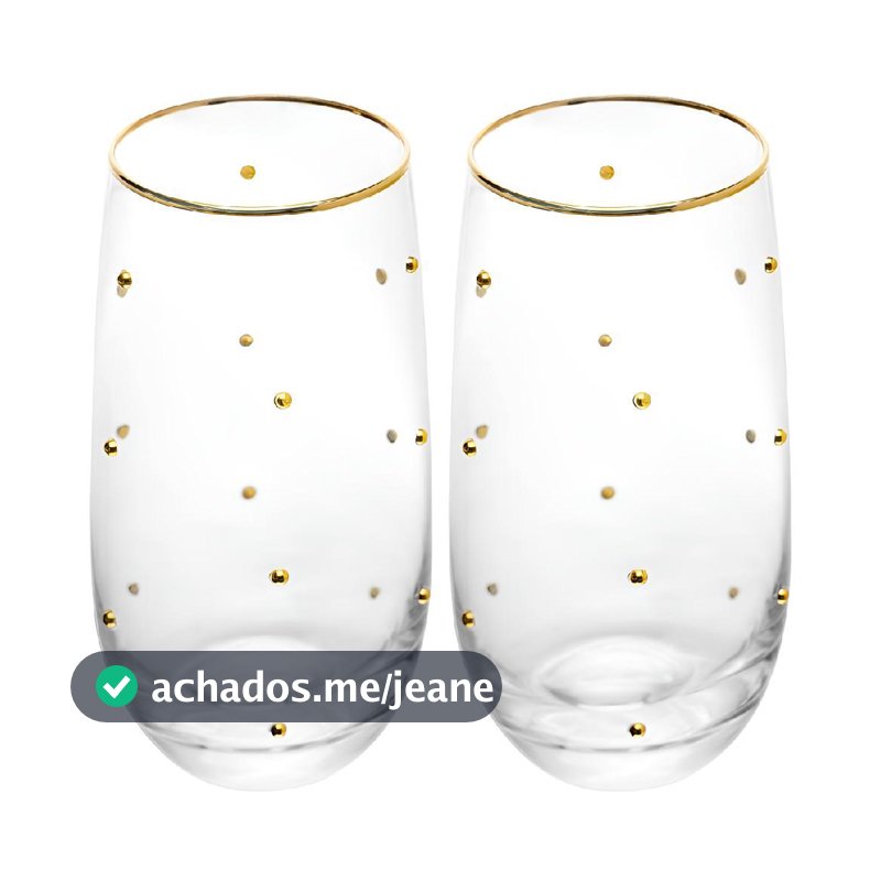 WOLFF - Conjunto 2 Copos Balls Fio de Ouro 300ml Vidro