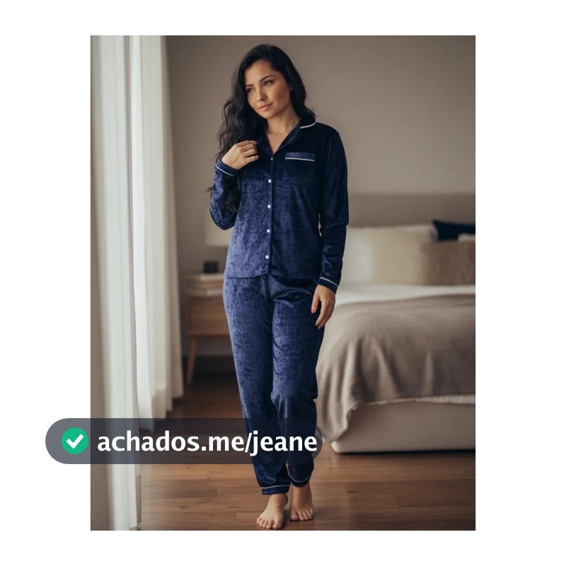 Pijama Americano Feminino Inverno Veludo Aberto Com Botões