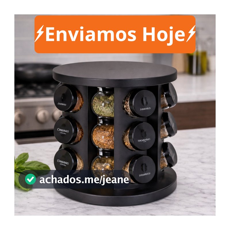 Porta Temperos Profissional Giratório 9 Potes Vidro OFERTA Tampa Dosadora Organizador Condimentos