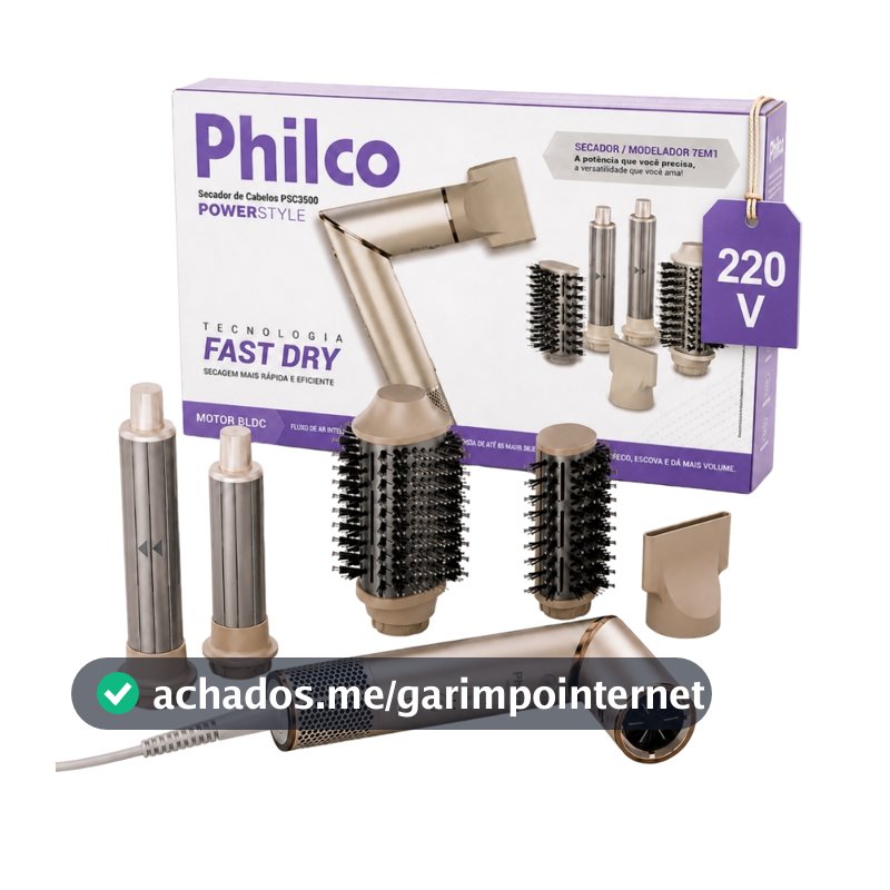 Secador de Cabelos Philco 4 em 1 Dobrável Motor BLDC PSC3500 220V