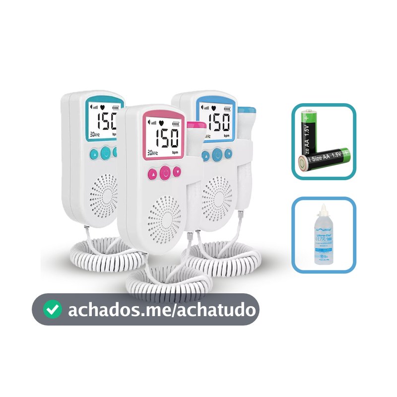 Kit Sonar Fetal Doppler Monitor Frequencia Cardiaca + Gel + Pilha  Brinde Batimento Bebe Ultrassom