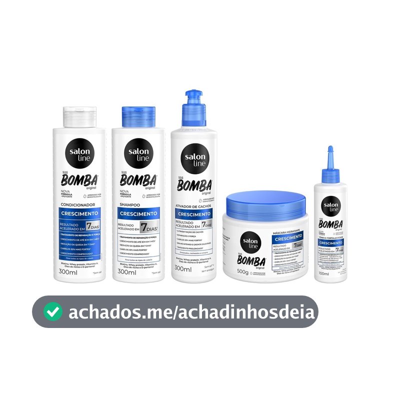 Kit Crescimento SOS Bomba Original Ativador de Cachos e Tônico Salon Line