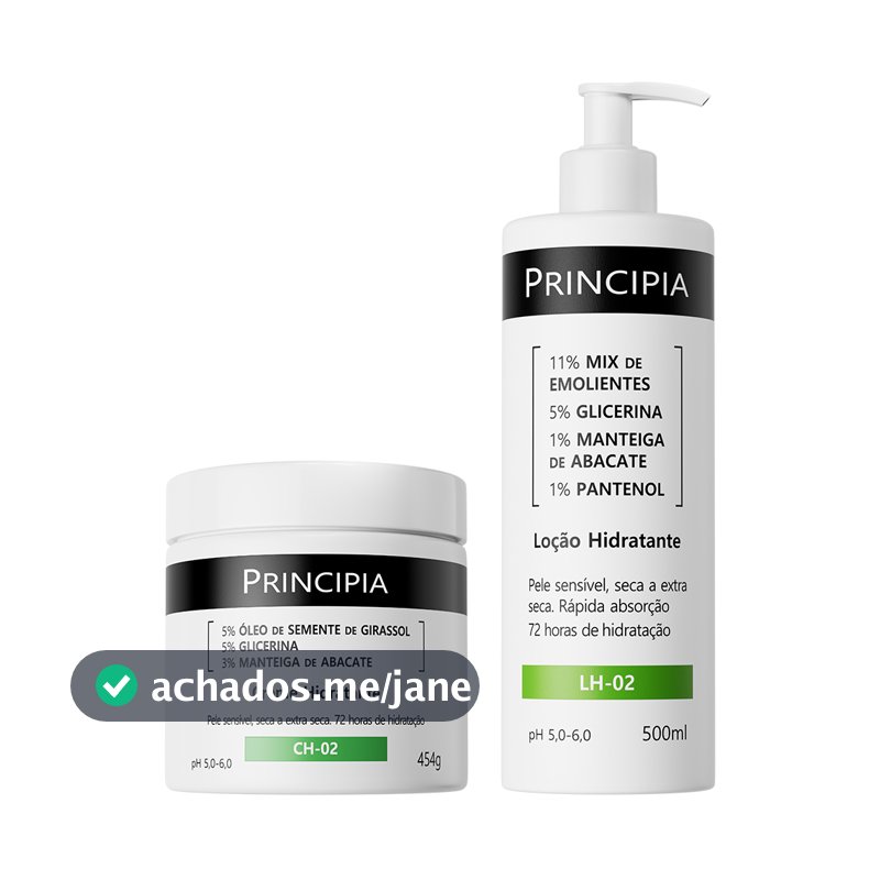 Principia Kit Hidratação Corporal Dupla c/ Loção Hidratante LH-02 500ml + Creme Hidratante CH-02 454g