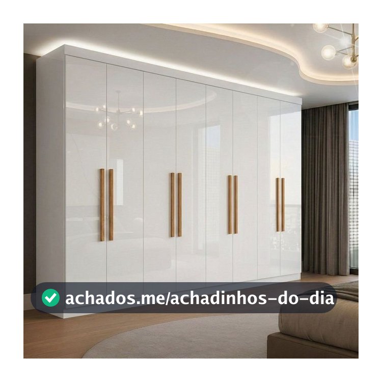 Guarda Roupa Casal 8 Portas 4 Gavetas Paris Espresso Móveis Branco Branco