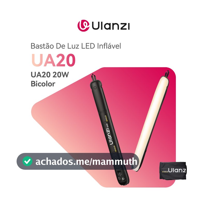 ULANZI UA20 Bastão De Luz LED Inflável 20W Bicolor 2700K-6500K Magnético Portátil Para Vídeo E Foto