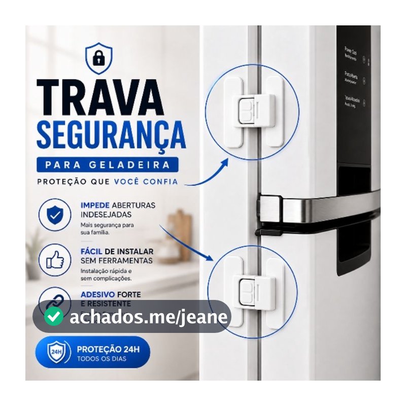 Kit Travas Segurança Geladeira Criança Infantil Adesivo Fácil Instalação Gavetas Armario Multiuso