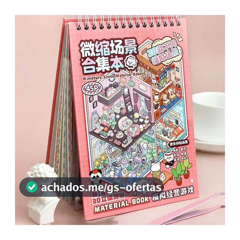 Caderno Adesivos 3d com 20 Cenários para Montar e Decorar.XHL_ELETRONICOS