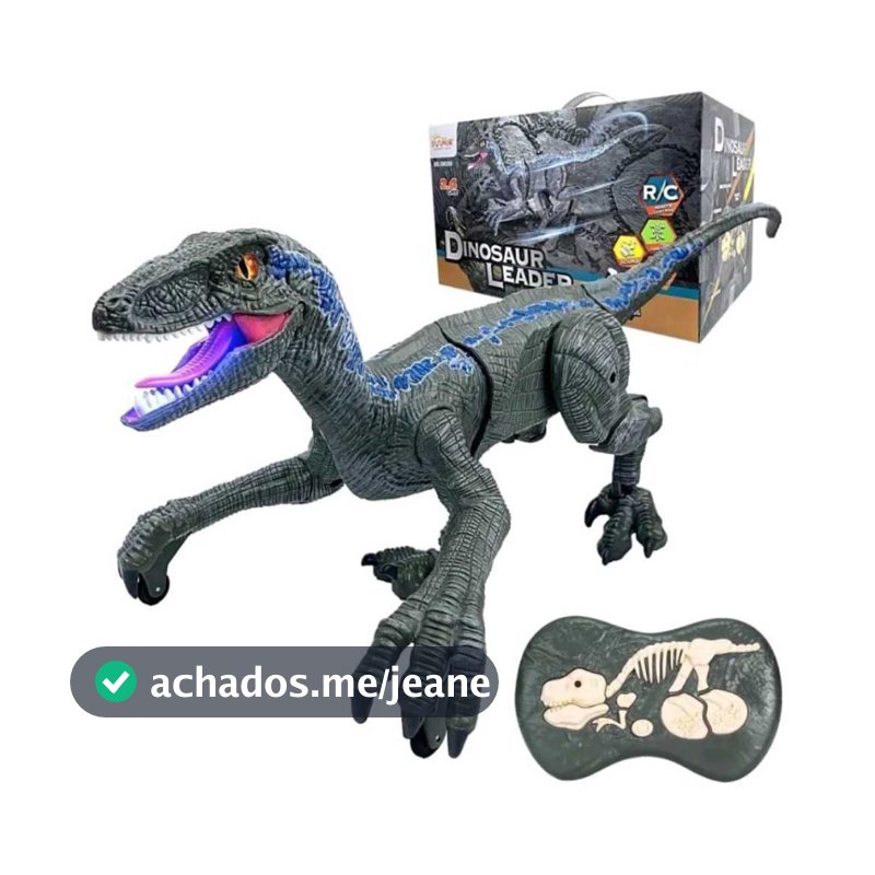 Dinossauro Brinquedo Controle Remoto Dino Velociraptor Anda Som