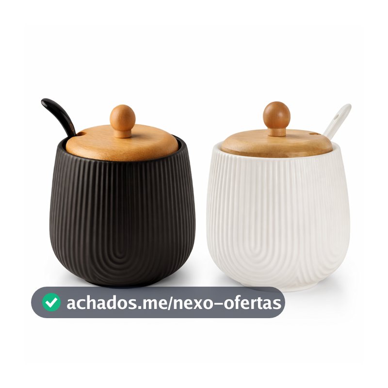 Açucareiro Em Porcelana Tampa Bambu 360ml Oásis