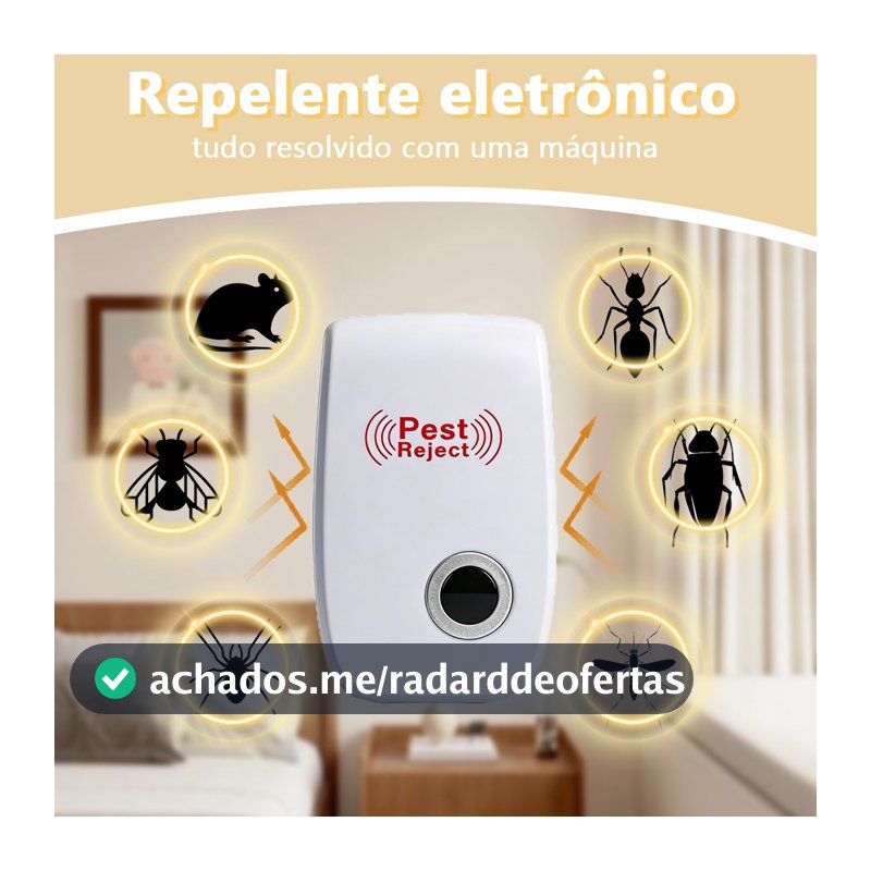 Repelente Eletrônico Ultrassônico de Tomada – Opções de 1, 2, 3 ou 4 Unidades