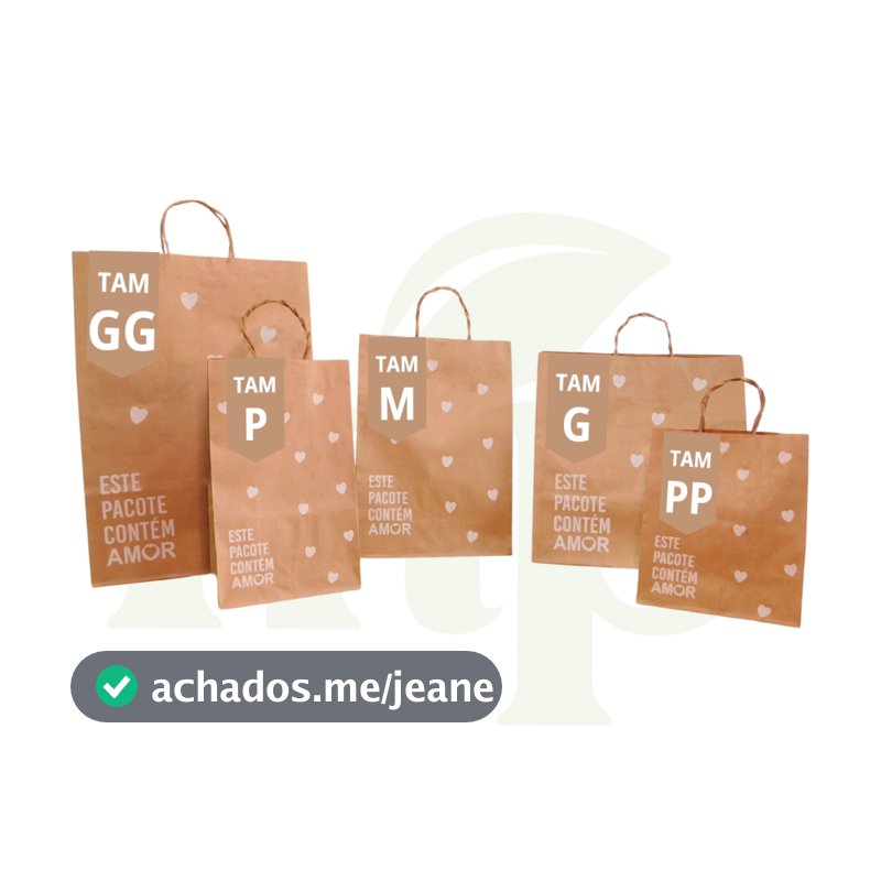Sacola Kraft Personalizada Coração (BRANCO) - 50 Unidades