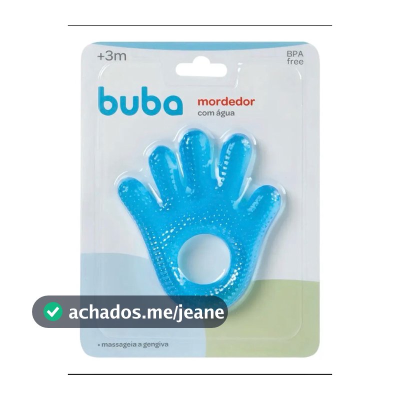 Mordedor com Água Buba Formato Mão BPA Free +4 Meses Alívio Dentição