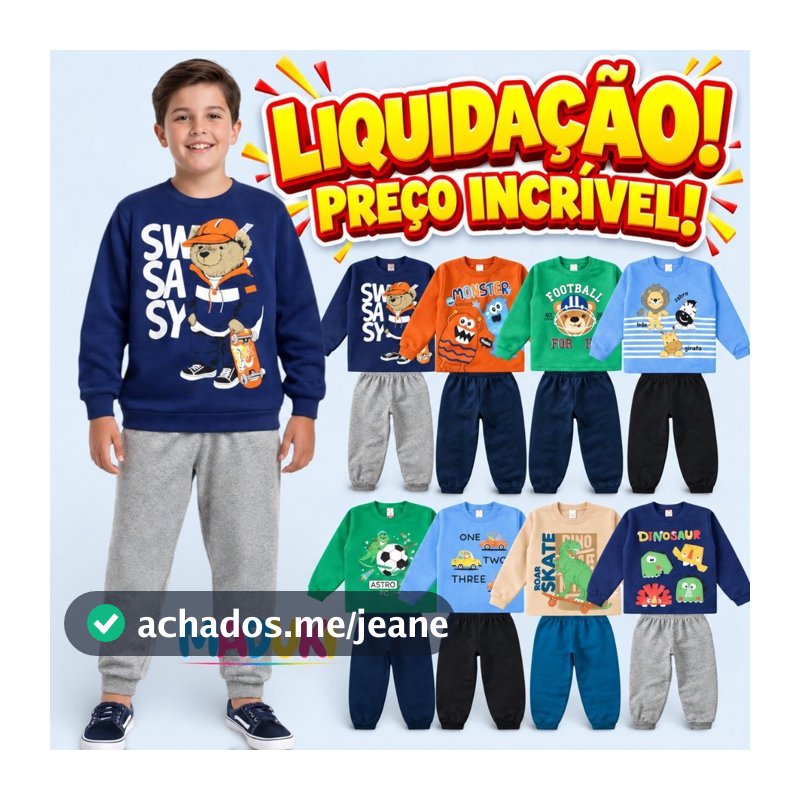 Lote 10 Peças Moletom Masculino Infantil Inverno Conjunto 1 a 8 Flanelado