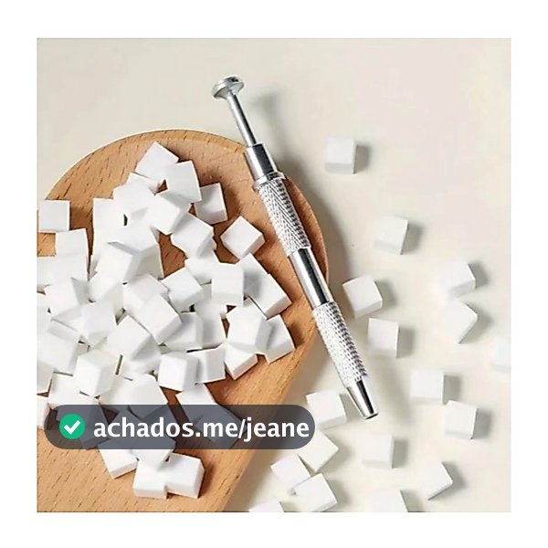 Kit 100 Esponjas + Aplicador metálico De Unha Cubo Coloridas E Brancas Com Ferramenta Profissional