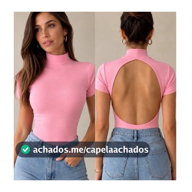 Body feminino gola alta e manga curta com Costa nua suplex premium (RITA)