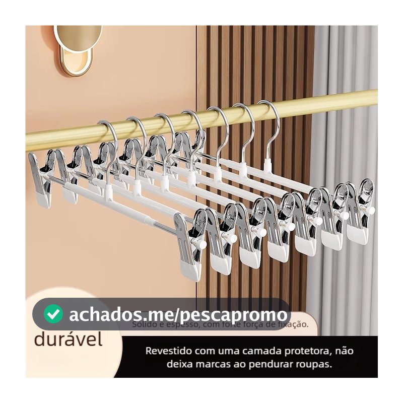 10-30 Unidades Clip Cabide Metal Cromado de Alta Qualidade, Adequado para Vestidos, Saias e Calças