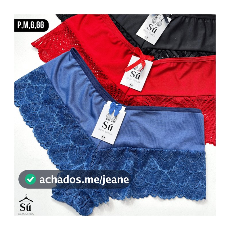 Kit 10 ou 5 Calcinhas Barata Renda Box Shortinho Cueca Feminina Forro Algodão Conforto Seja Única