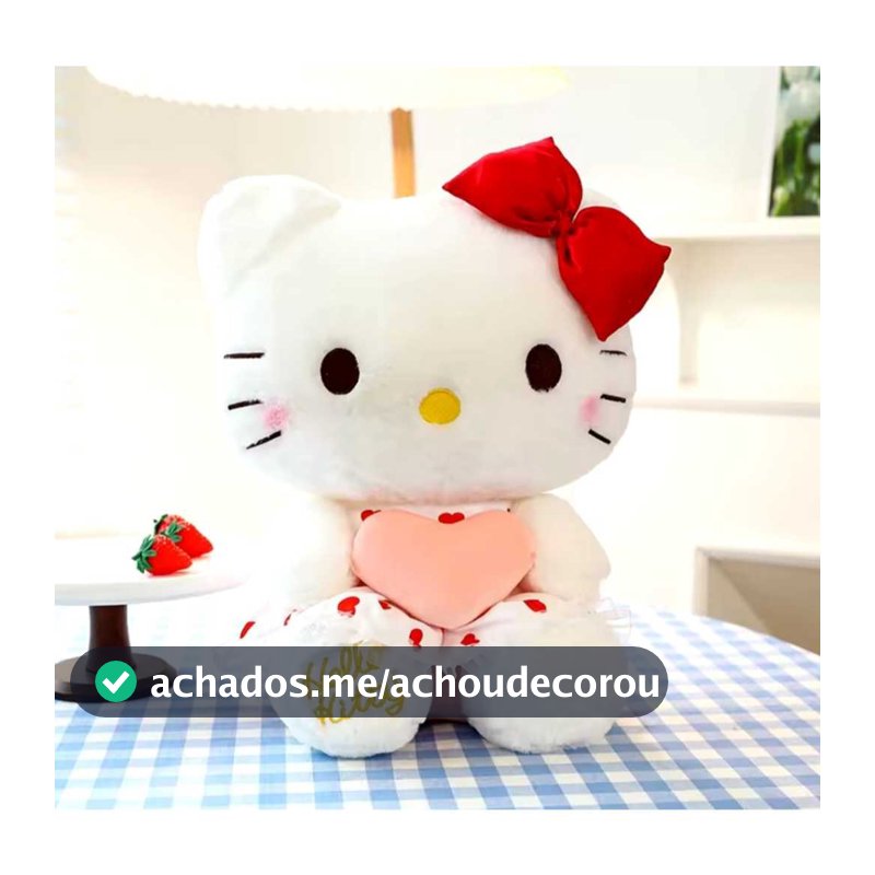 Pelúcia Original Hello Kitty Coração 30cm Sanrio Antialérgico