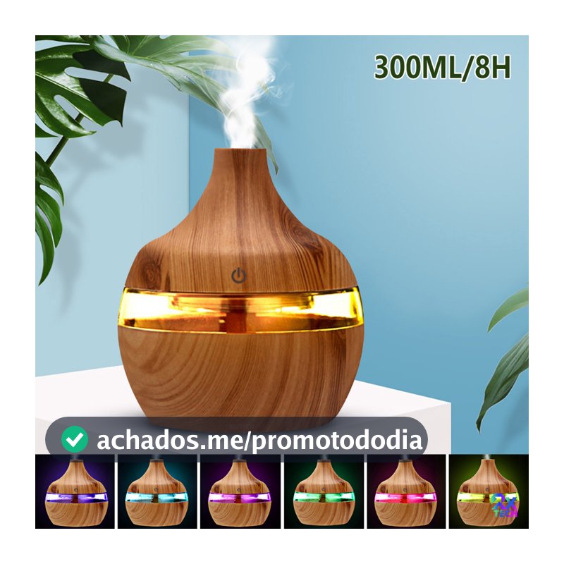 Difusor Umidificador De Ar 8H LED De Aromas E Aromatizador De Ambiente Eletrico Humidificador Ultrassônico Portátil