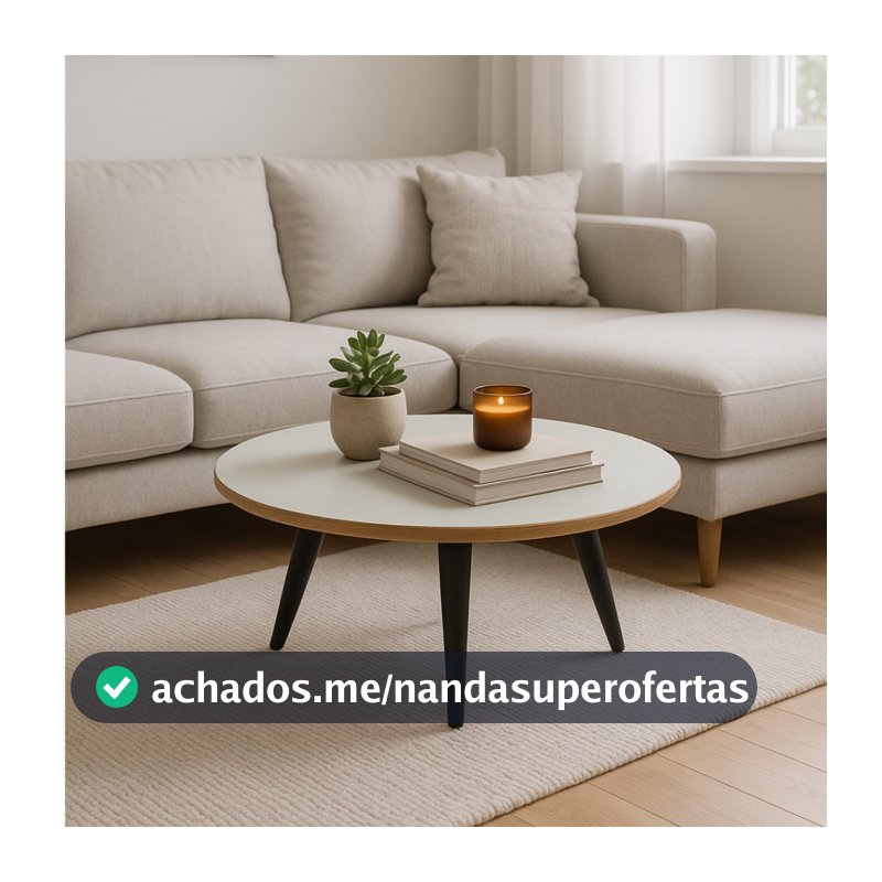 Mesa Centro Retrô Redonda Pés Plástico PVC 27cm ou 45cm Sala Decoração Escritório Fácil Montagem Promoção