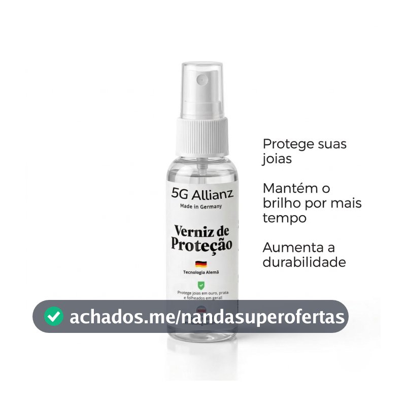 Verniz Proteção 60ml Bijuteria, Semijoias e Joias - Folheados a Ouro 18k, Prata 925