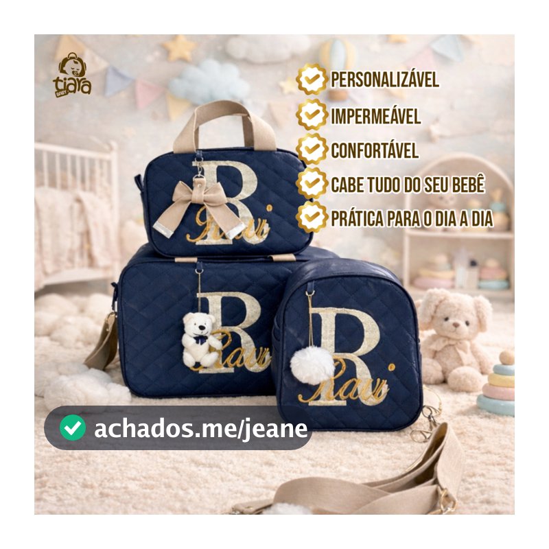 Kit bolsa maternidade personalizado, mala materinidade, bolsa de bebê | Tiara Baby
