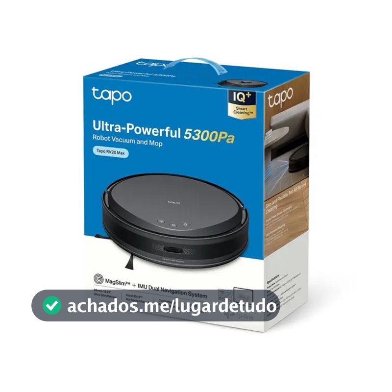 Robô Aspirador De Pó E Mop Tp-link Tapo Rv20 Max  Aspira Passa Pano Hiper Sucção Smart Bivolt Preto