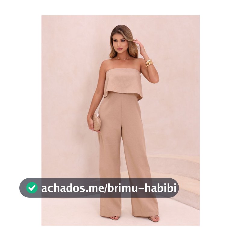 Macacão Tomara que Caia de Linho com Modelagem Ampla e Elegante